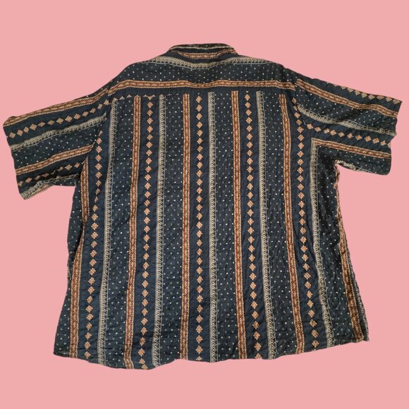 VatPave Men's 3XL Navy Blue Unique Graphic- Short Sleeve Button Up -Beautiful! - Picture 7 of 7